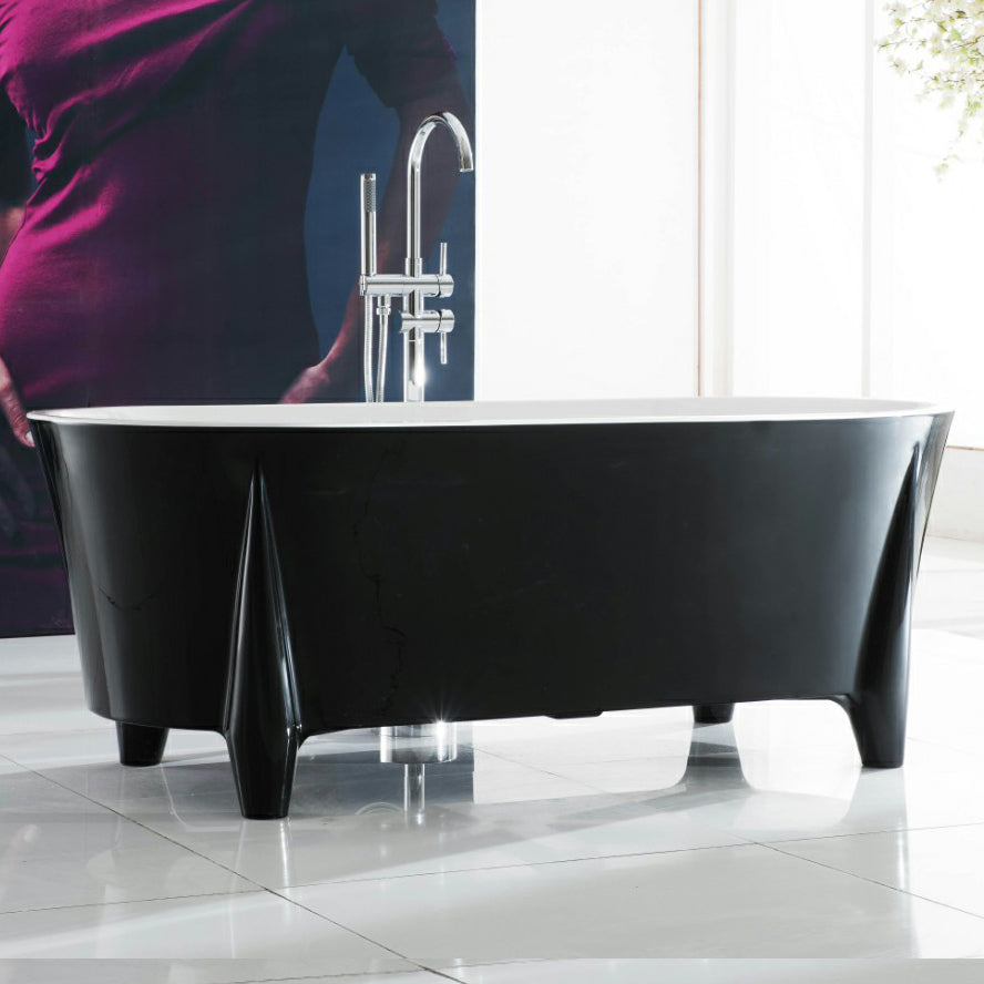 Modern Acrylic Oval Bathtub Freestanding Soaking Bathtub for Bathroom