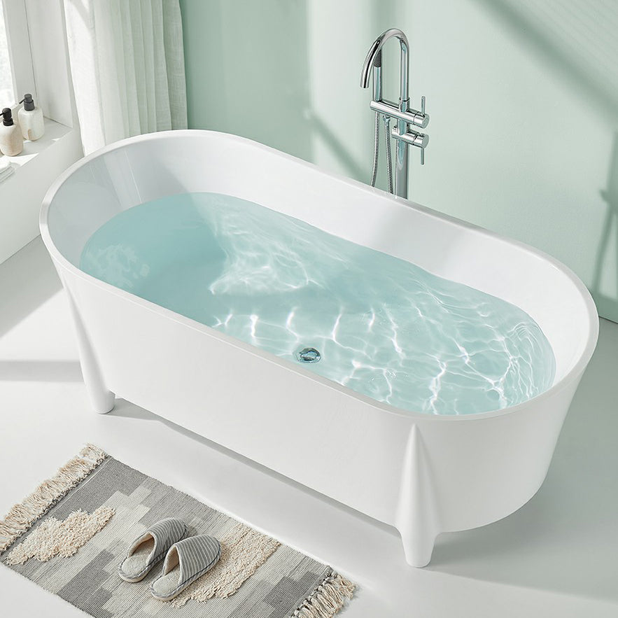 Modern Acrylic Oval Bathtub Freestanding Soaking Bathtub for Bathroom