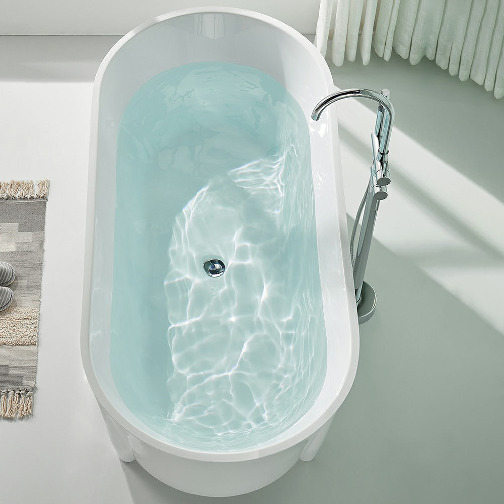 Modern Acrylic Oval Bathtub Freestanding Soaking Bathtub for Bathroom