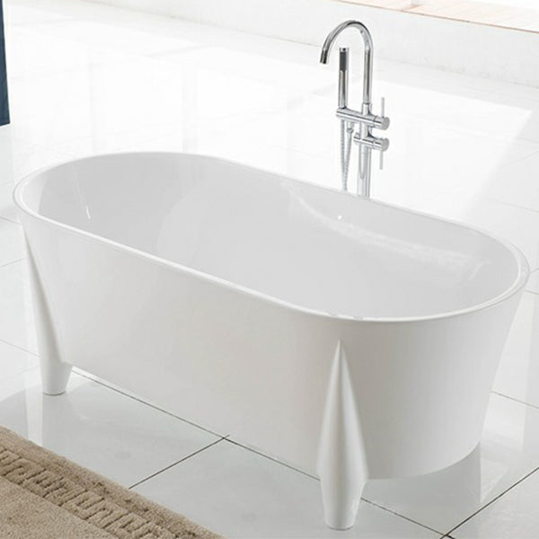 Modern Acrylic Oval Bathtub Freestanding Soaking Bathtub for Bathroom