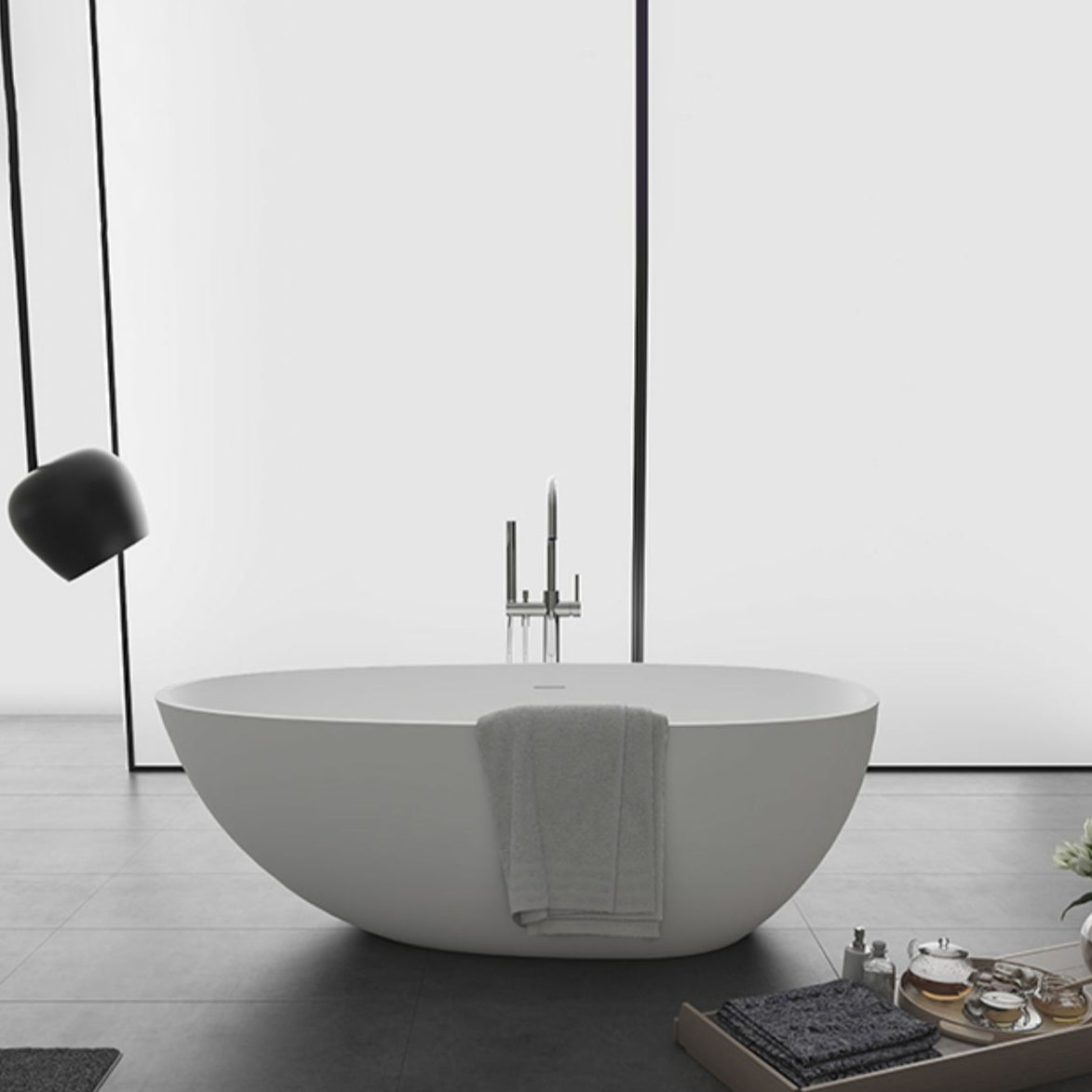 Modern Stone Soaking Bathtub Antique Finish Freestanding Bath Tub