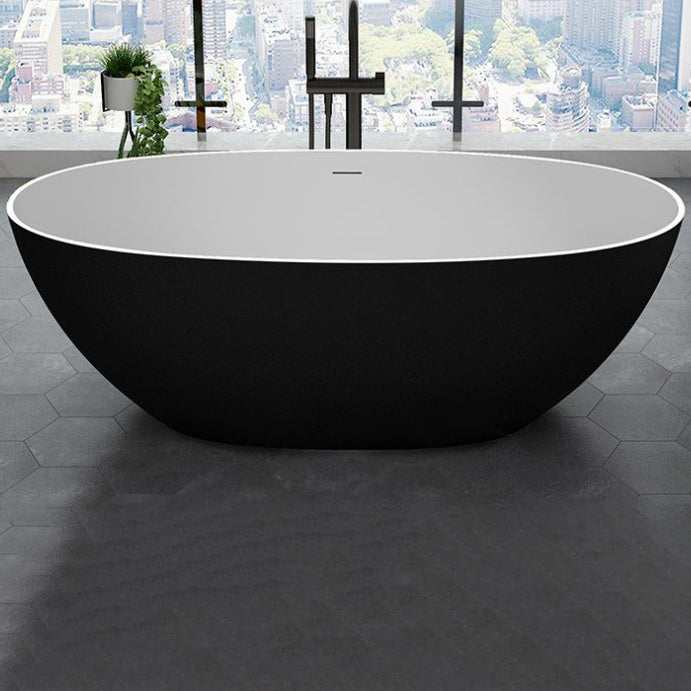 22.05-inch Tall Stone Oval Bathtub Soaking Freestanding Bath