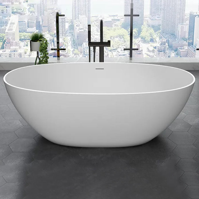 22.05-inch Tall Stone Oval Bathtub Soaking Freestanding Bath