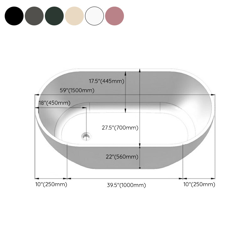 Modern Soaking Oval Bathtub Antique Finish Freestanding Bath Tub