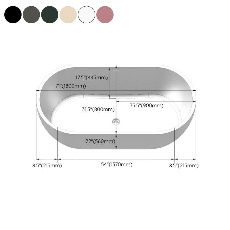 Modern Soaking Oval Bathtub Antique Finish Freestanding Bath Tub