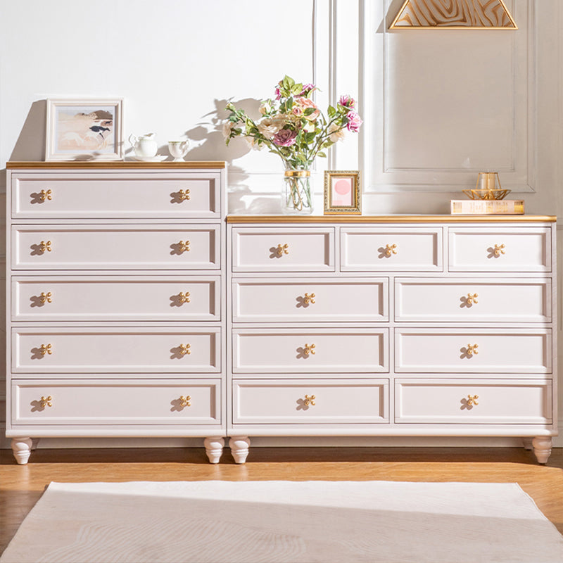 Ornate Traditional Lingerie Chest Rubber Wood Storage Chest with Drawers for Bedroom