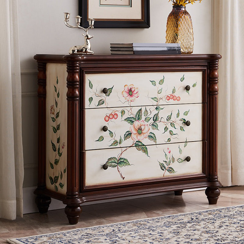 Ornate Traditional Dresser Wood Storage Chest with Drawers for Bedroom