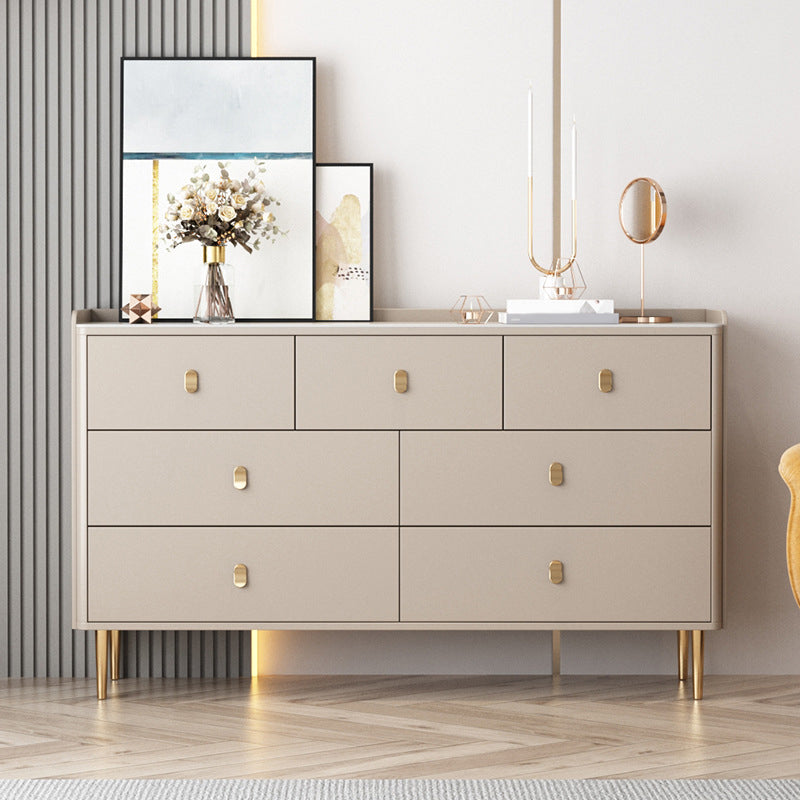 Glam Horizontal Double Dresser Stone Storage Chest with Drawers for Bedroom