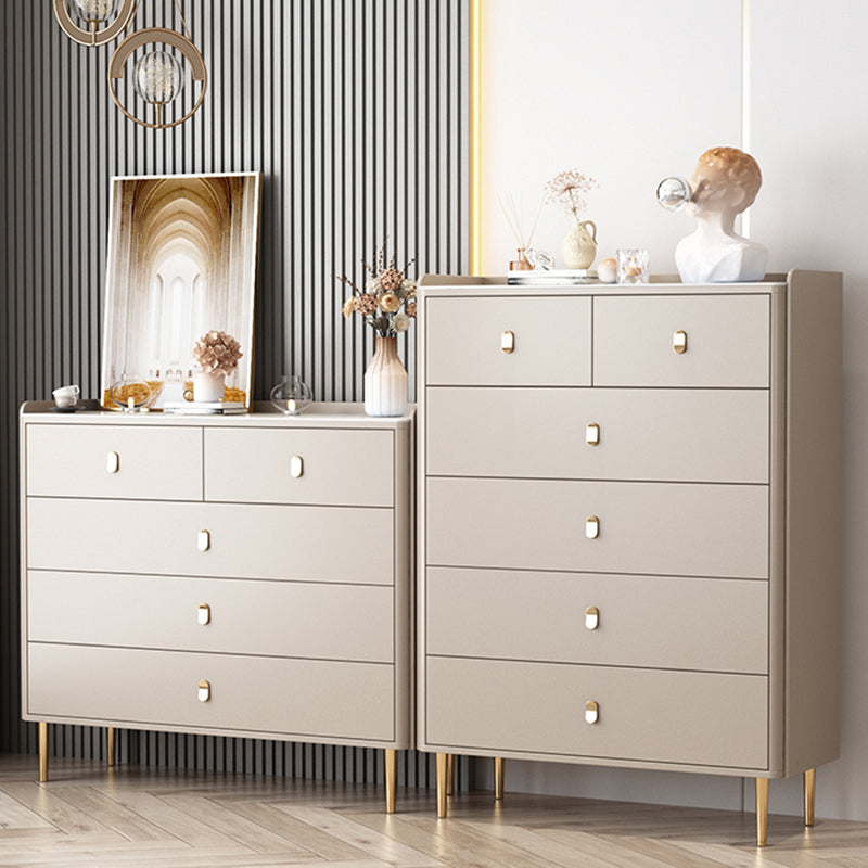 Glam Horizontal Double Dresser Stone Storage Chest with Drawers for Bedroom