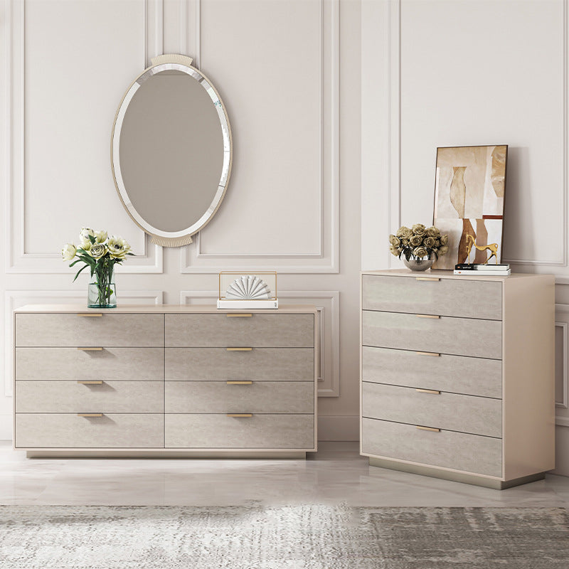 Ultra-Modern Double Dresser Solid Wood Storage Chest with Drawers for Bedroom