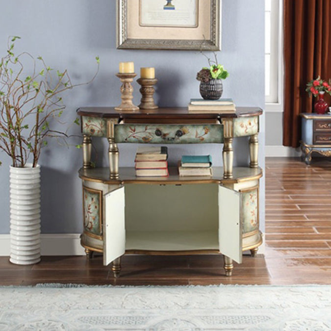 Mid-Century Modern Wooden End Table Half Moon Console Accent Table for Hall