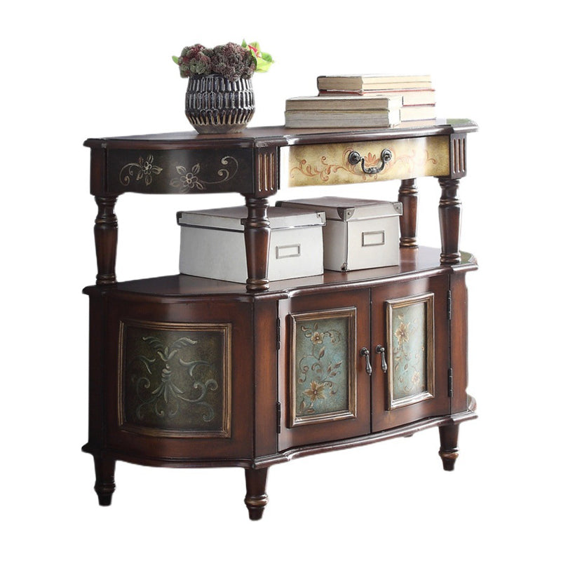 Mid-Century Modern Wooden End Table Half Moon Console Accent Table for Hall