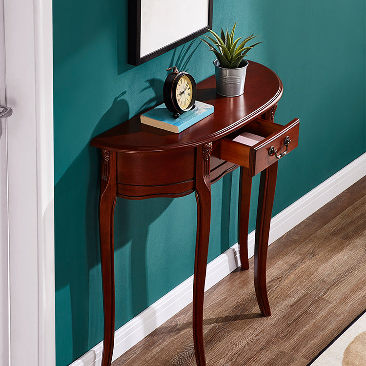 Mid-Century Modern Wooden End Table Half Moon Console Table for Hall