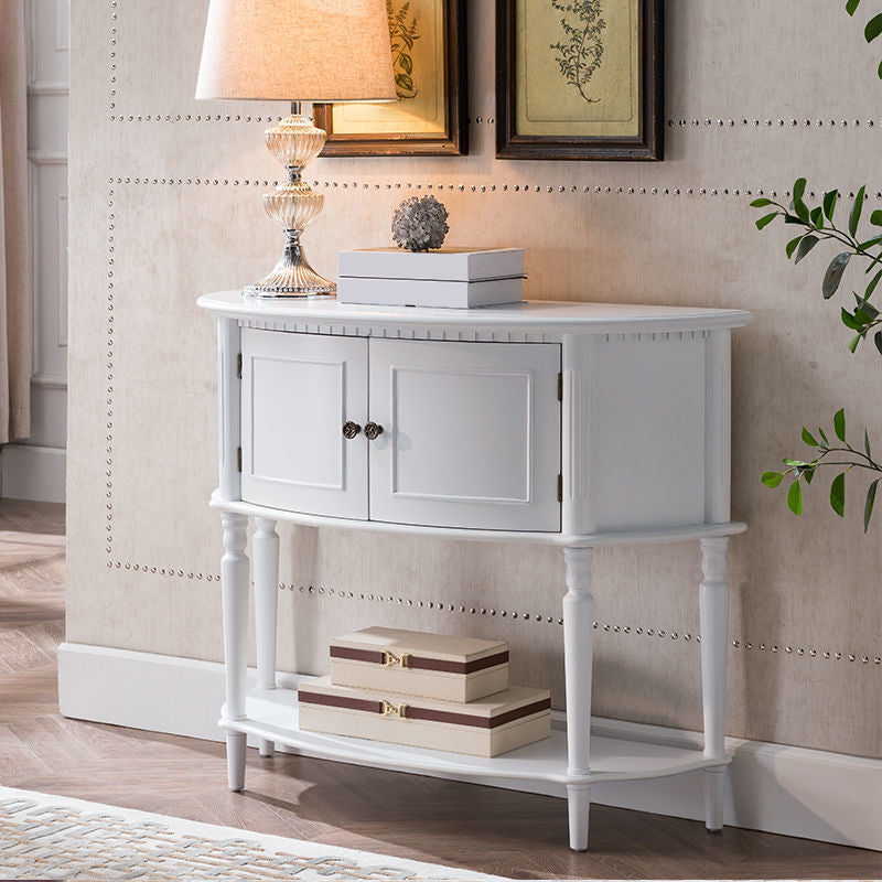Mid-Century Modern Wooden End Table Half Moon Accent Table for Hall