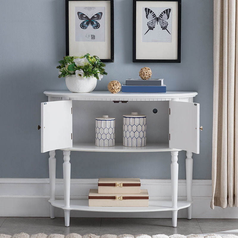 Mid-Century Modern Wooden End Table Half Moon Accent Table for Hall