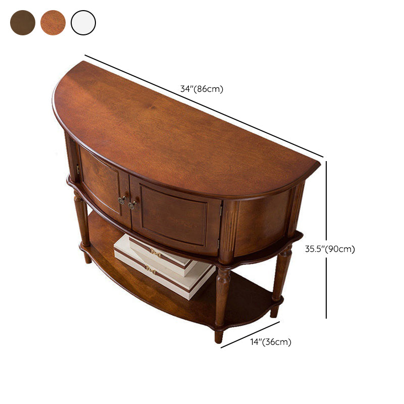 Mid-Century Modern Wooden End Table Half Moon Accent Table for Hall