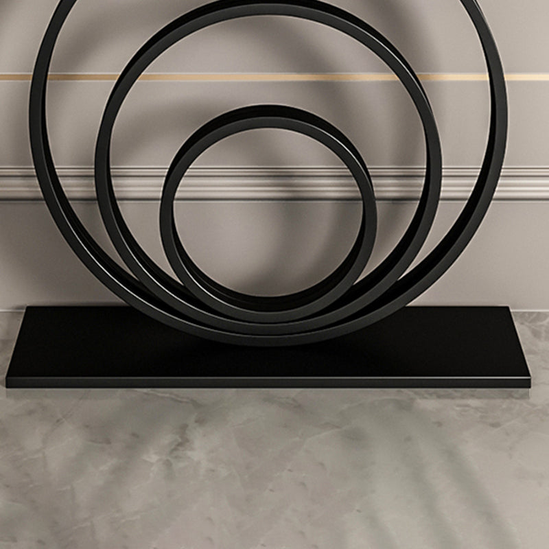 Glam Metal End Table Half Moon Stone Sofa Console Table for Hall