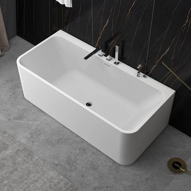 Modern Style Stone Soaking Bathtub Rectangle Back to Wall Bathtub