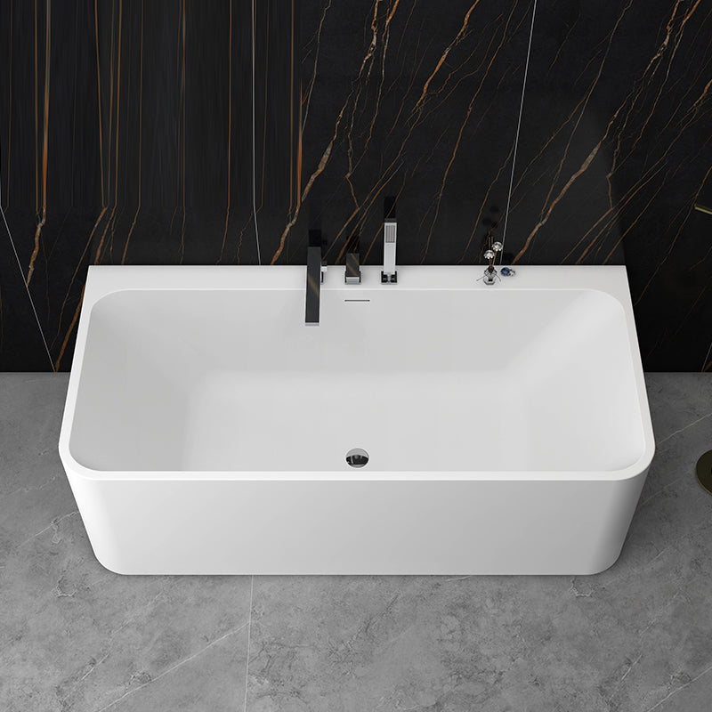 Modern Style Stone Soaking Bathtub Rectangle Back to Wall Bathtub