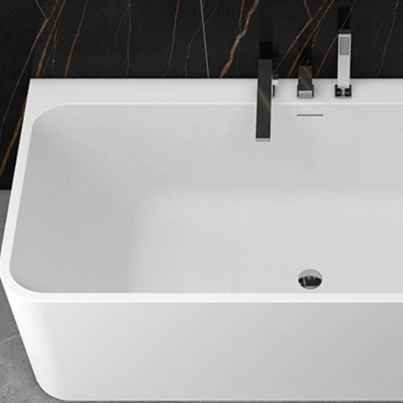 Modern Style Stone Soaking Bathtub Rectangle Back to Wall Bathtub