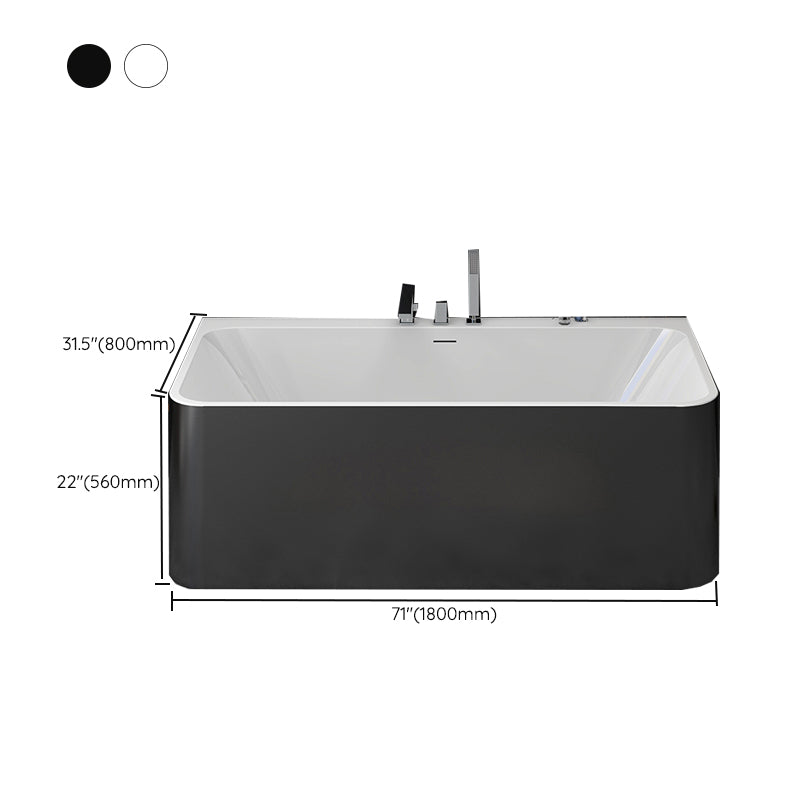 Modern Style Stone Soaking Bathtub Rectangle Back to Wall Bathtub