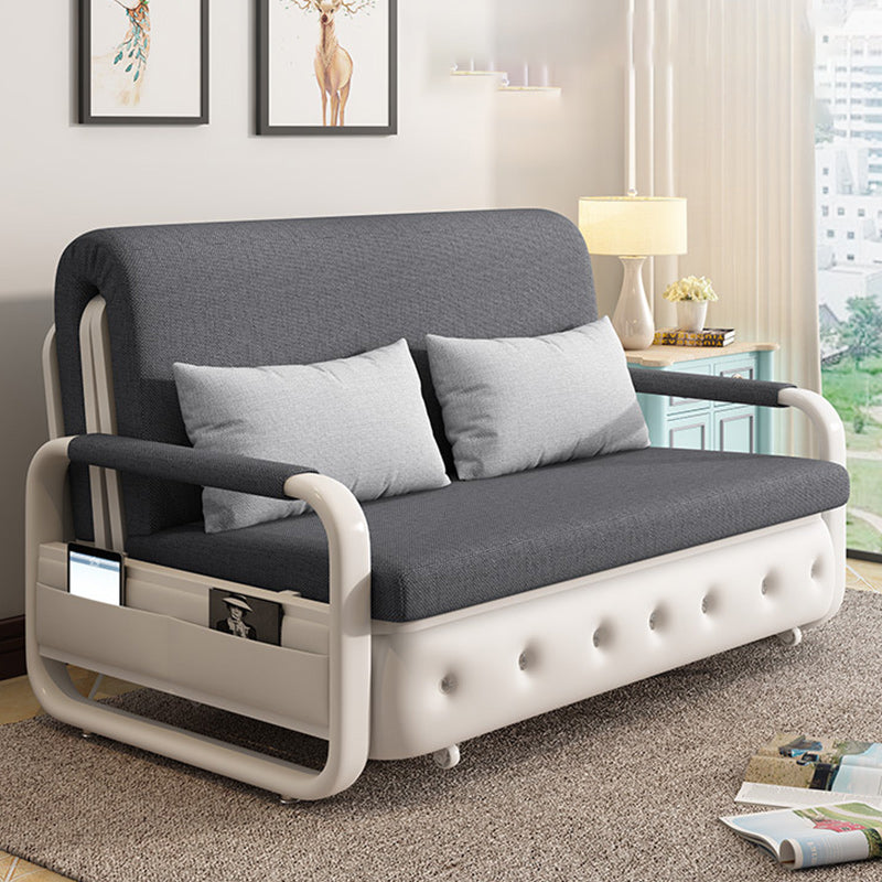 33.46"H Square Arm Sleeper Scandinavian Styled Sofa Bed with Pillows