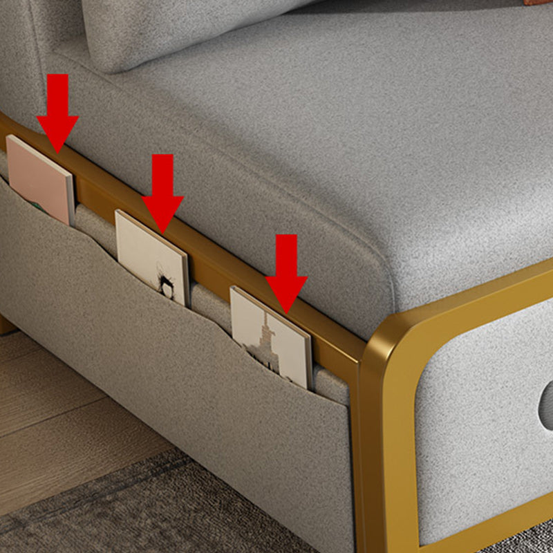 Faux Leather Armless Sofa Bed Glam Styled Gray Upholstered Sleeper