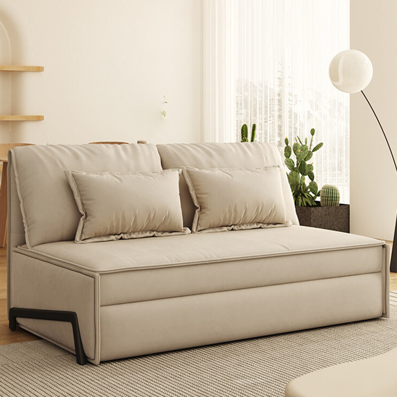 Contemporary Faux Leather Sleeper Sofa Upholstered Armless Sofa Bed