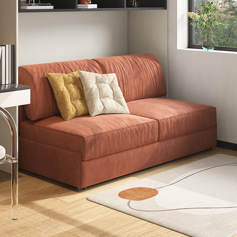 33.46" H Armless Sleeper Glam Styled Sleeper Sofa Bed in Orange