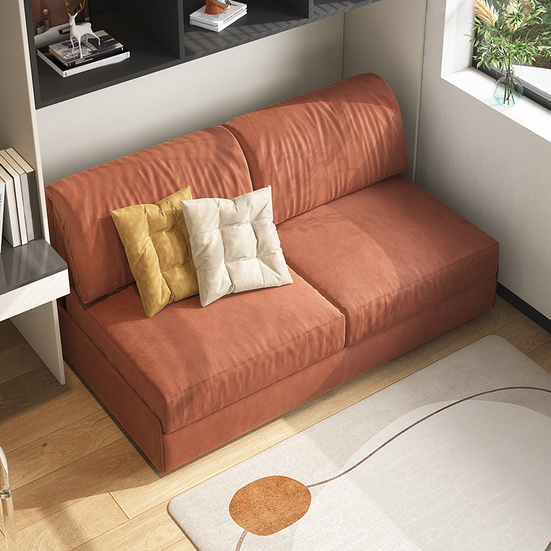 33.46" H Armless Sleeper Glam Styled Sleeper Sofa Bed in Orange