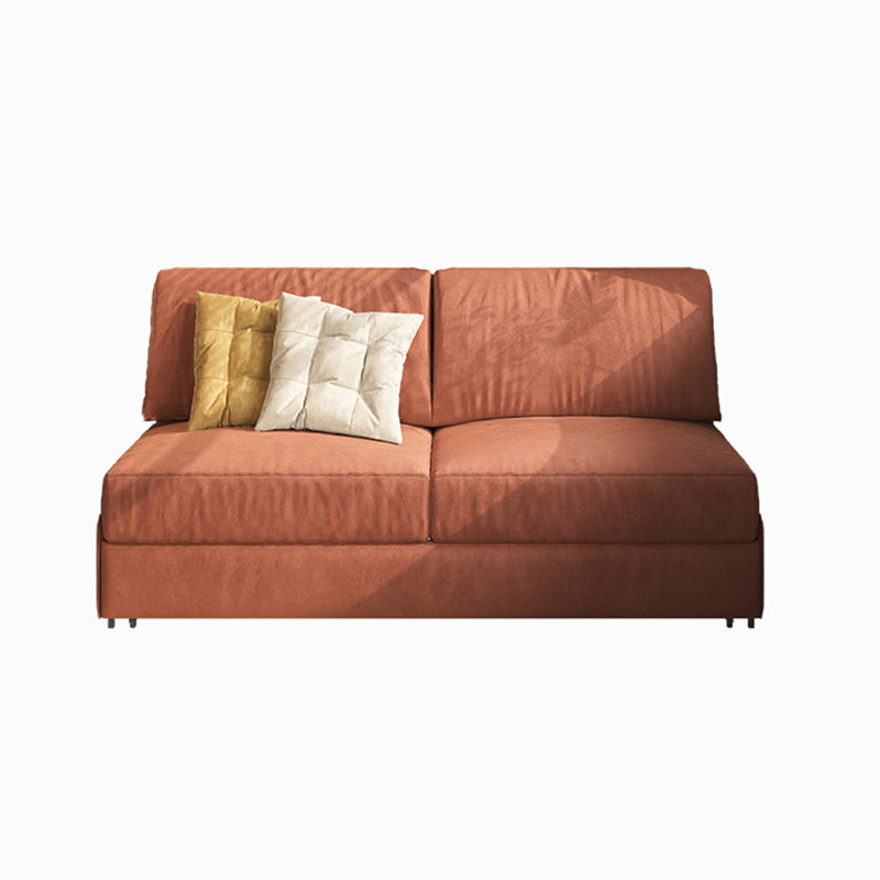 33.46" H Armless Sleeper Glam Styled Sleeper Sofa Bed in Orange