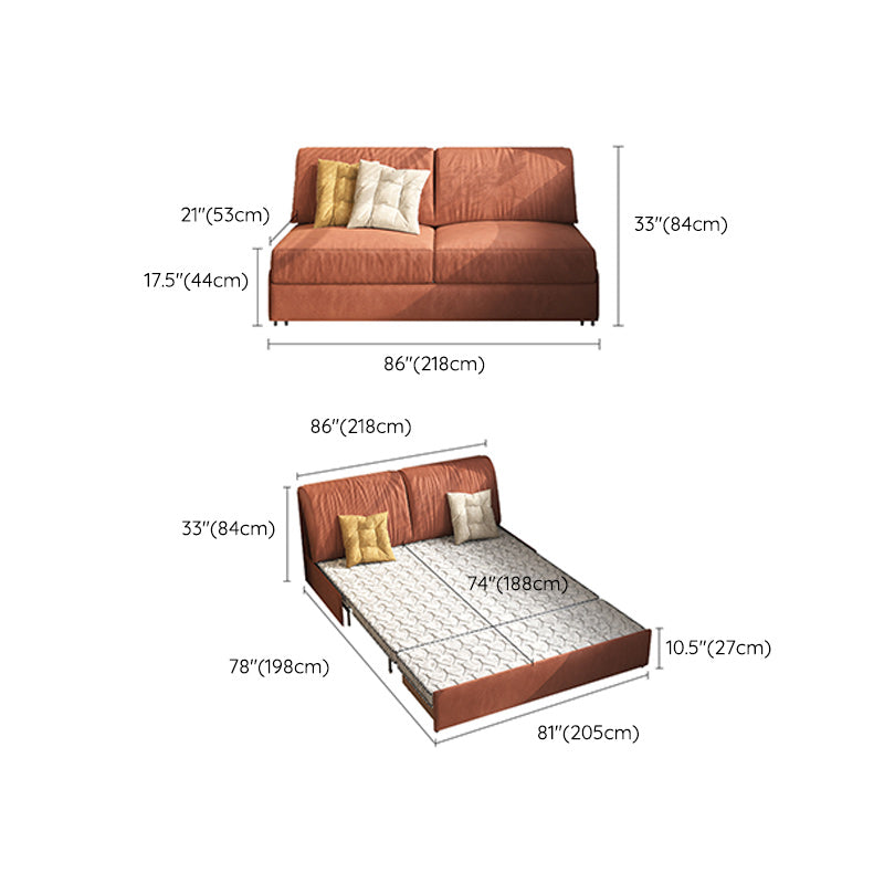 33.46" H Armless Sleeper Glam Styled Sleeper Sofa Bed in Orange