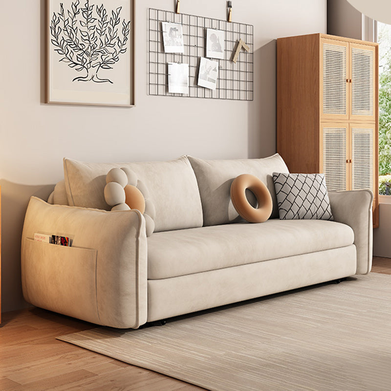 Scandinavian Styled Square Arm Sleeper Sofa Faux Leather Sofa Bed