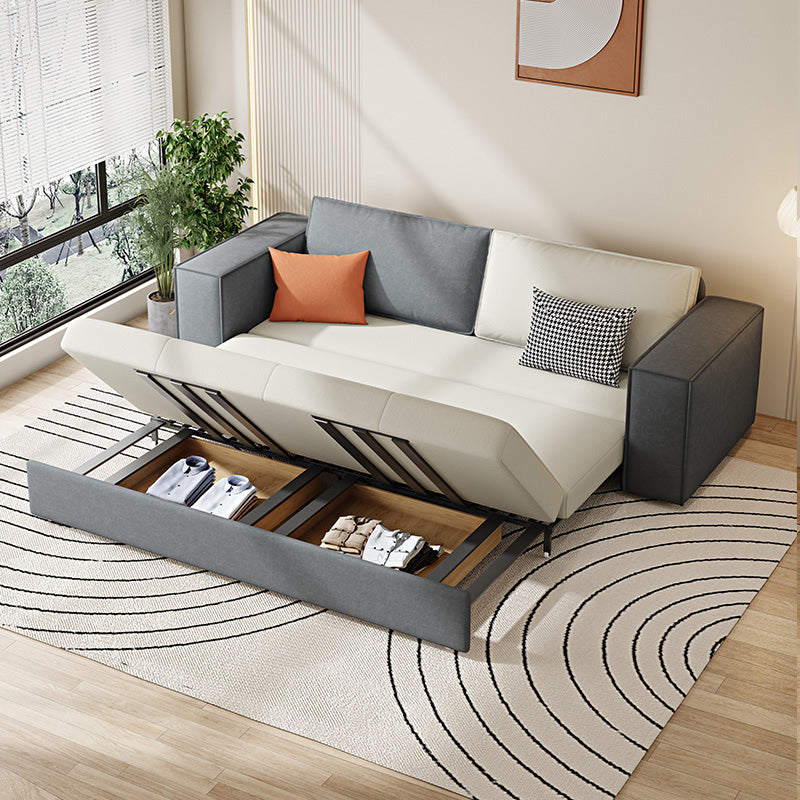 33.46"H Faux Leather Sleeper Sofa Upholstered Square Arm Sofa Bed