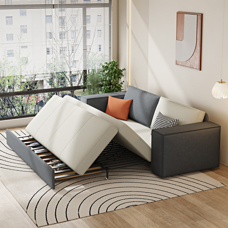 33.46"H Faux Leather Sleeper Sofa Upholstered Square Arm Sofa Bed