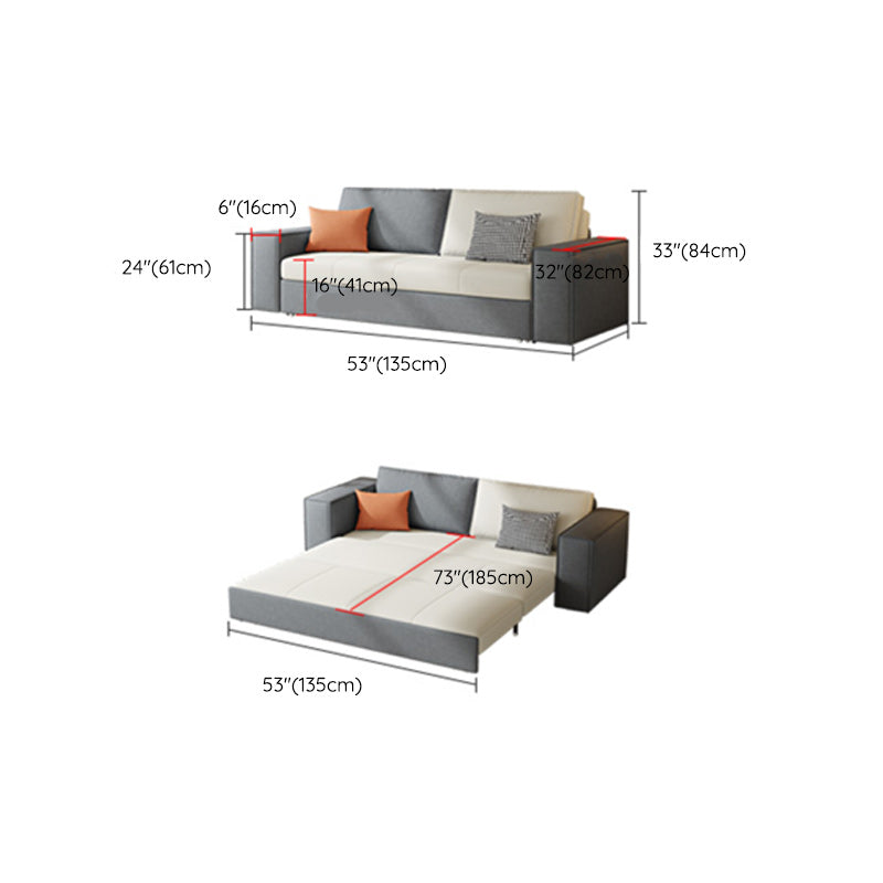 33.46"H Faux Leather Sleeper Sofa Upholstered Square Arm Sofa Bed