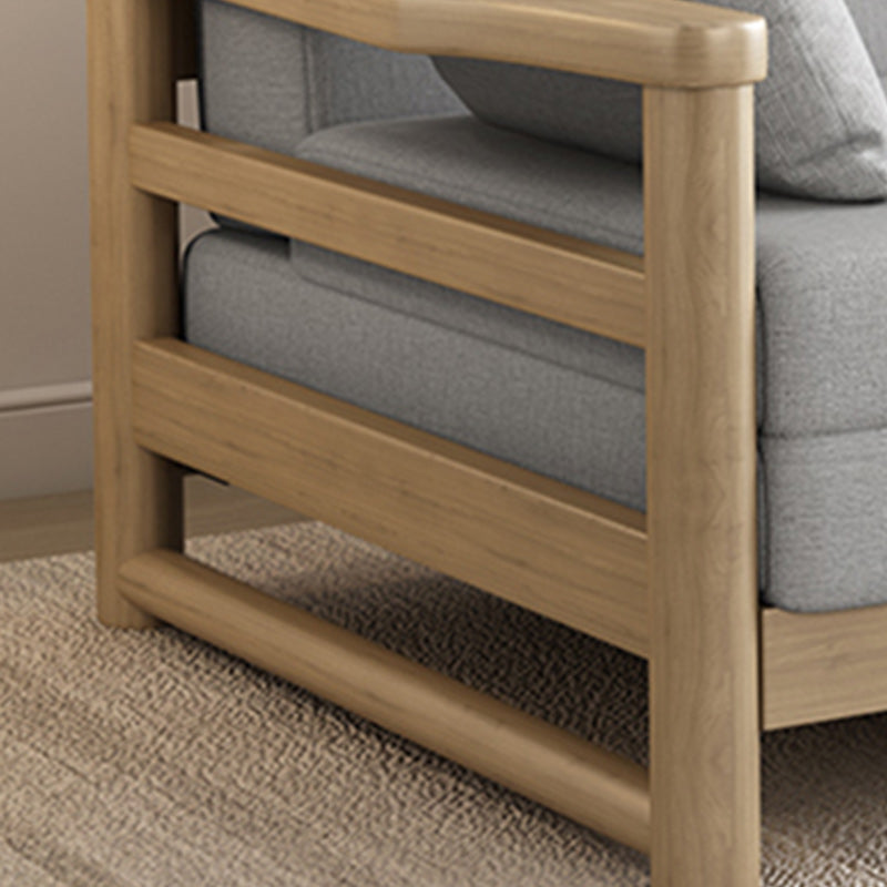 Scandinavian Linen Blend Sleeper Sofa Wood Frame Square Arm Sofa Bed