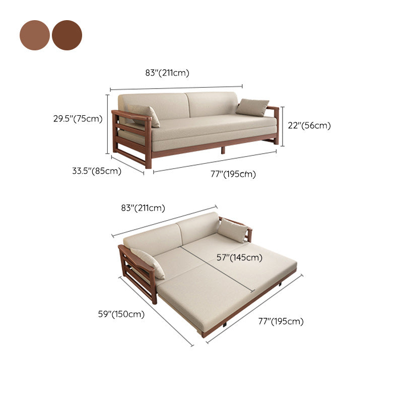 Scandinavian Linen Blend Sleeper Sofa Wood Frame Square Arm Sofa Bed