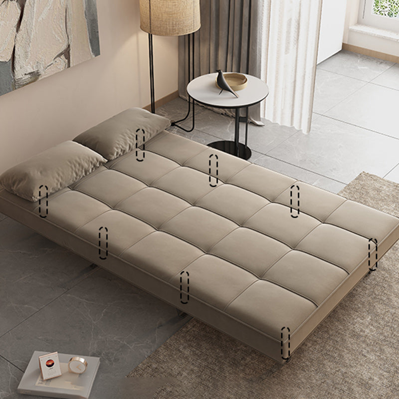 Glam Cushion Back Sleeper Sofa Solid Color Armless Sofa Bed with Pillows