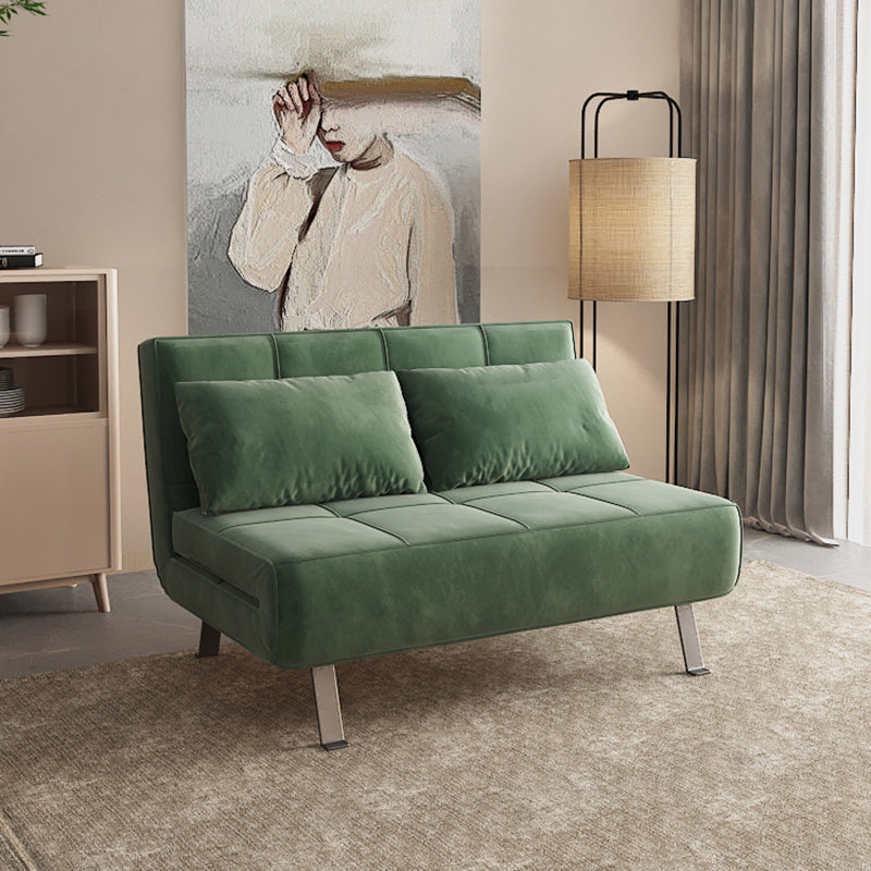 Glam Cushion Back Sleeper Sofa Solid Color Armless Sofa Bed with Pillows