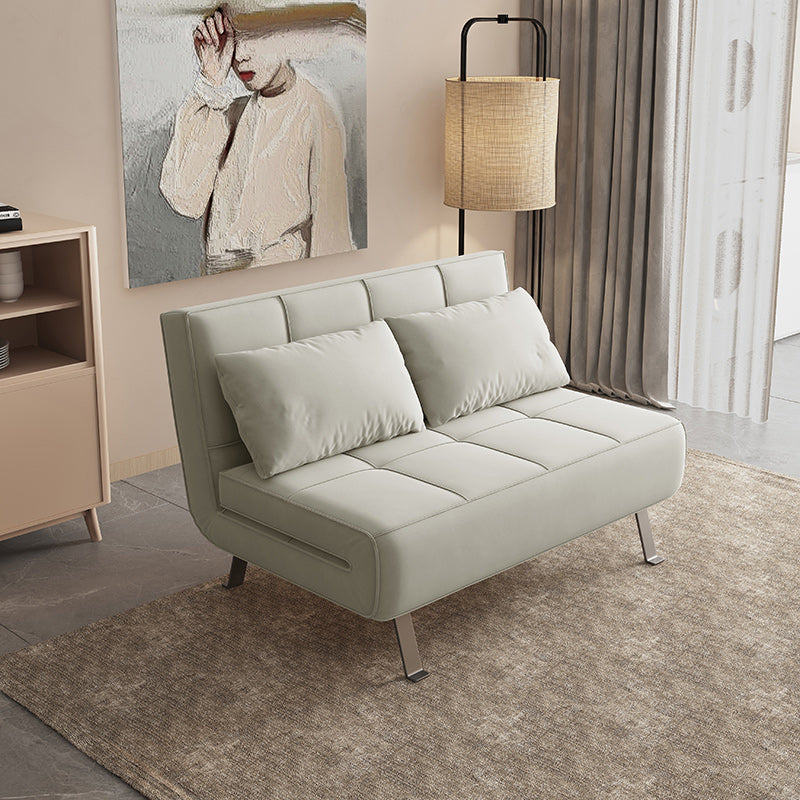 Glam Cushion Back Sleeper Sofa Solid Color Armless Sofa Bed with Pillows