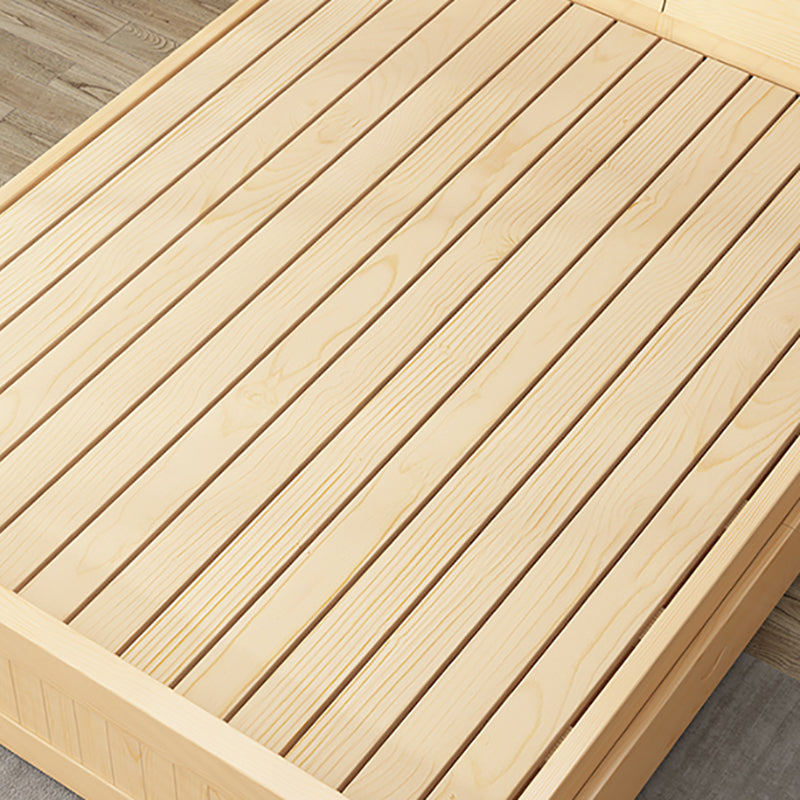 Modern Platform Bed 39.37" High Solid Wood Bed Frame with Shelves and Mattress