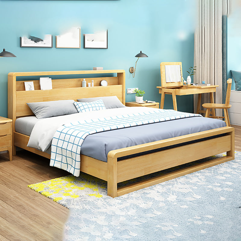 Contemporary Standard Bed with Shelves and Rectangle Headboard