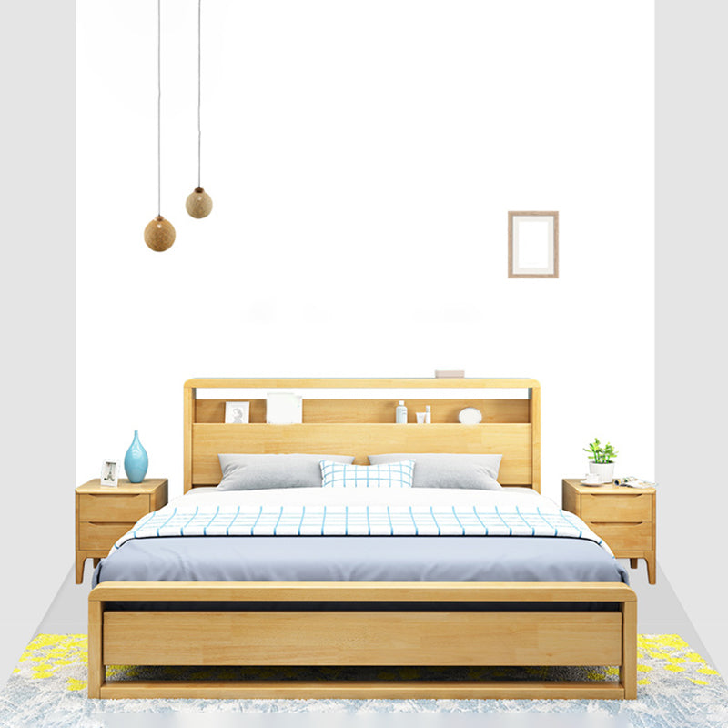 Contemporary Standard Bed with Shelves and Rectangle Headboard