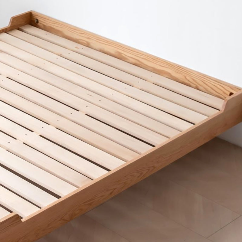 Natural Solid Wood Panel Bed Brown Contemporary Standard Bed
