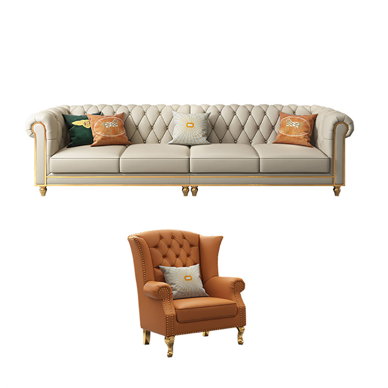 33"W Mid Century Modern Sofa Bed Rolled Arm Cushions Sofa with Pillows