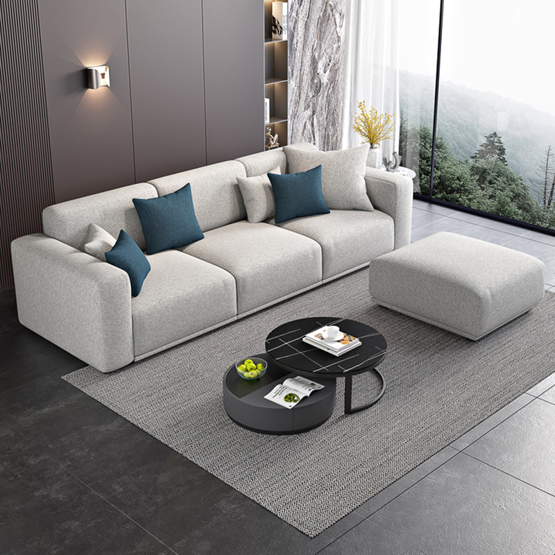 Modern Square Arm Standard Sofa Solid Wood Settee for Living Room