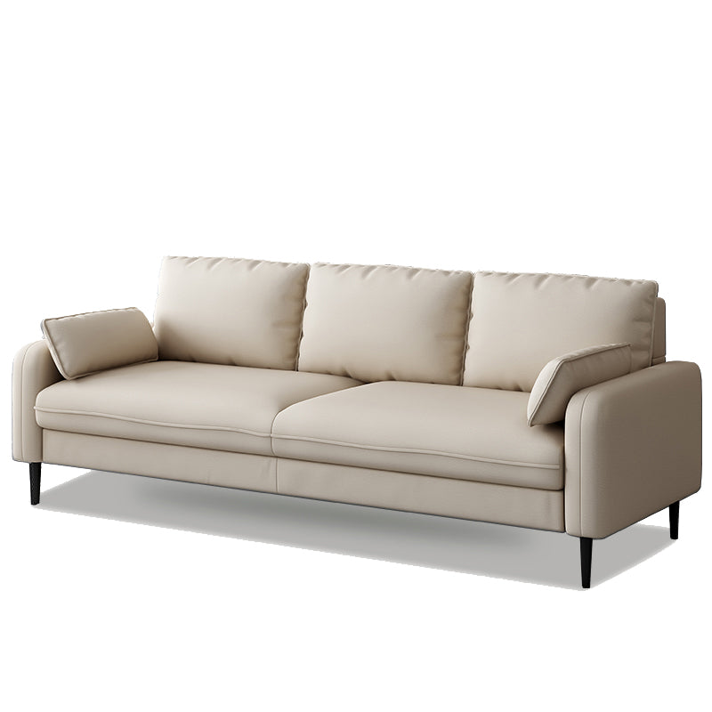 Scandinavian Faux Leather Sofa with Pillow Top Arms for 3 People