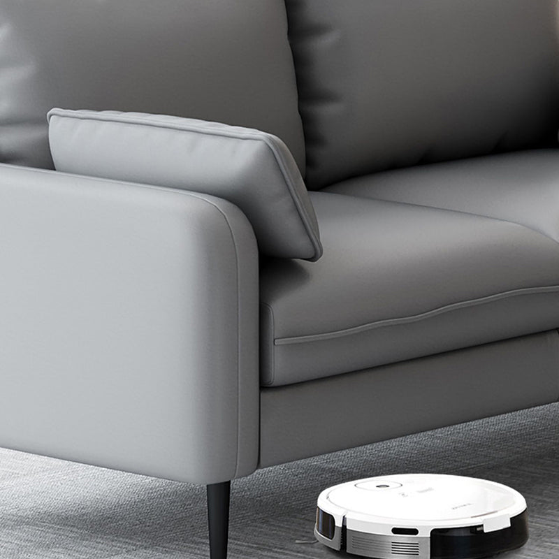 Scandinavian Faux Leather Sofa with Pillow Top Arms for 3 People