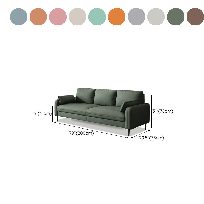 Scandinavian Faux Leather Sofa with Pillow Top Arms for 3 People